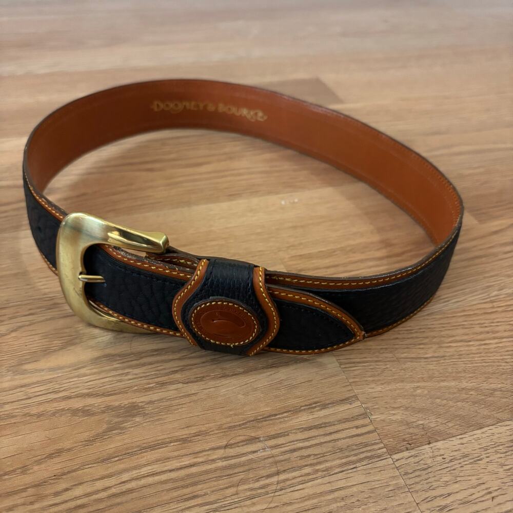 Dooney & Bourke Blue Pebbled Leather Belt Brass Buckle Small 90005 USA Made